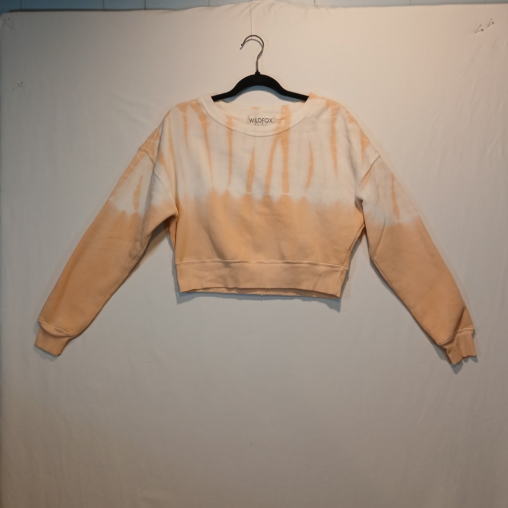 Wildfox S crop sweatshirt distressed chic cozy athletic gym oversized soft girl